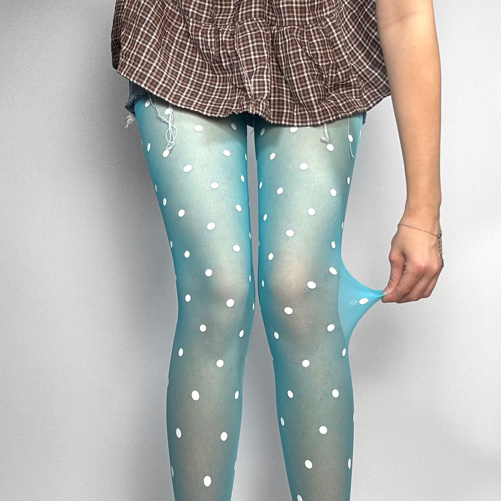 Sheer Blue Polka Dot Tights