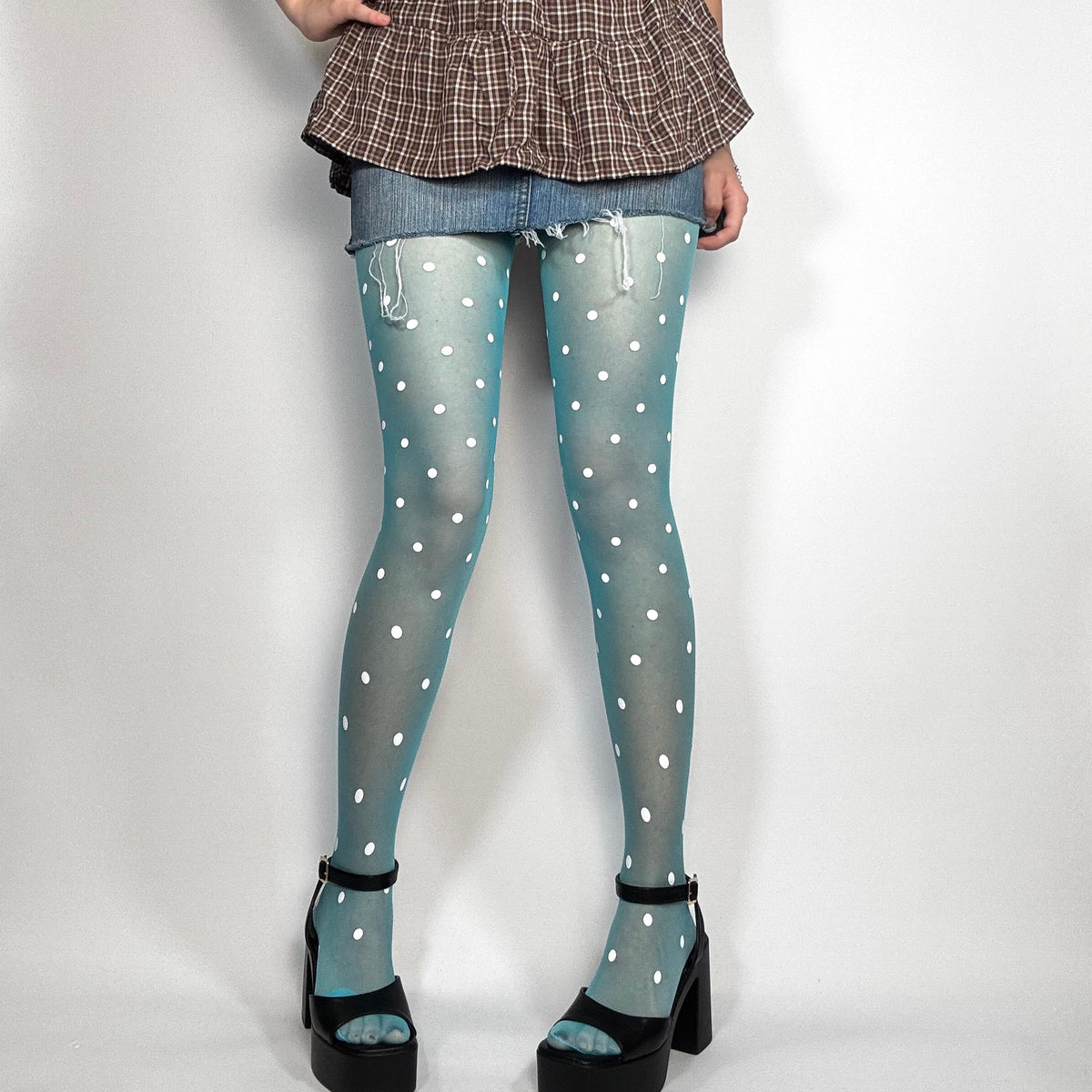 Sheer Blue Polka Dot Tights