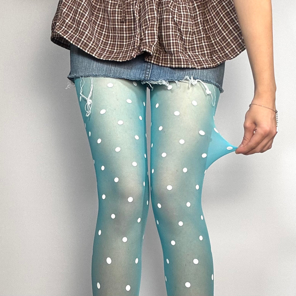 Sheer Blue Polka Dot Tights