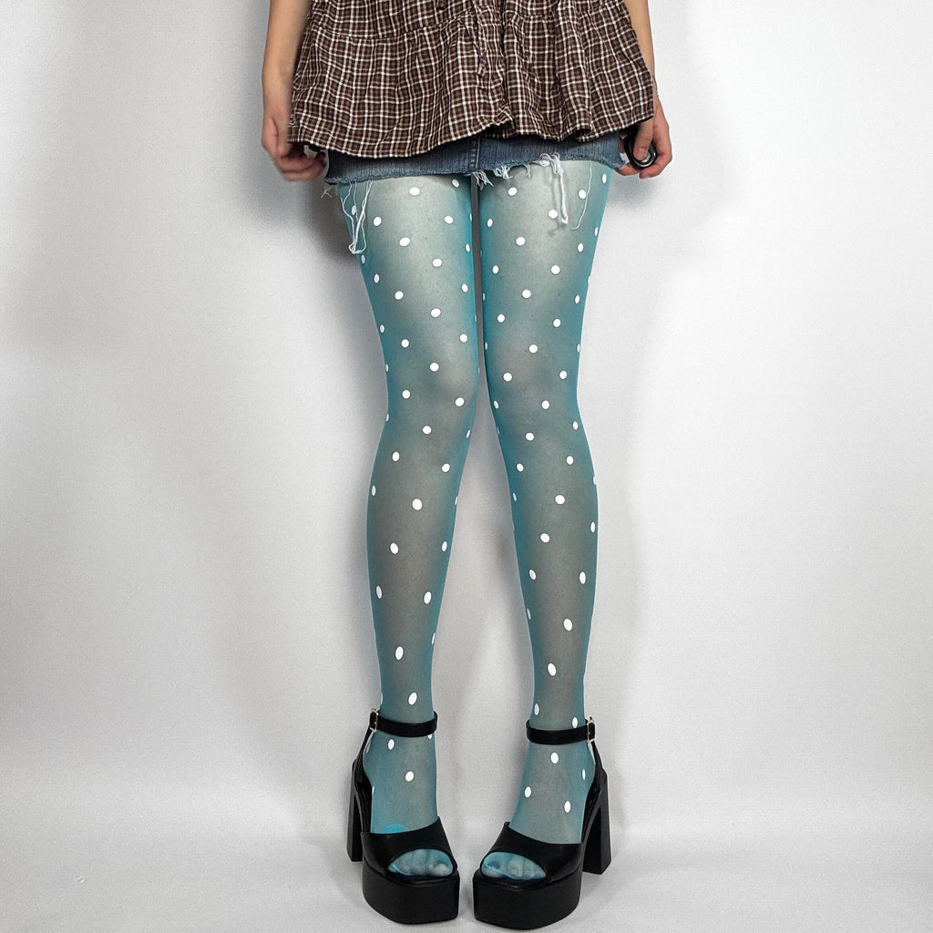 Sheer Blue Polka Dot Tights