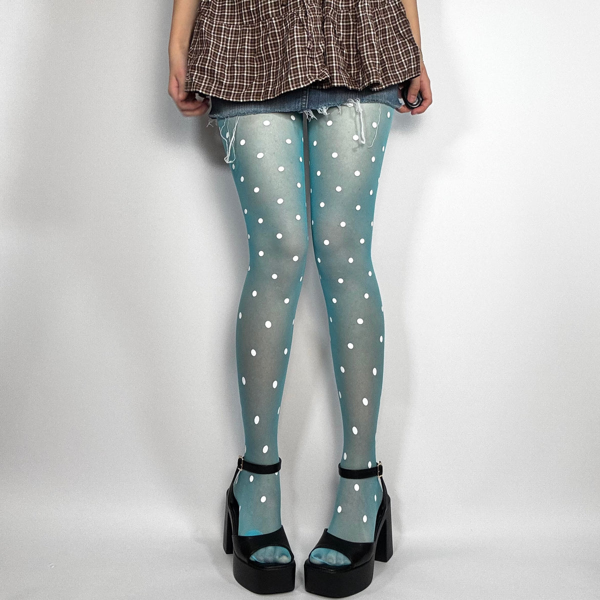 Sheer Blue Polka Dot Tights