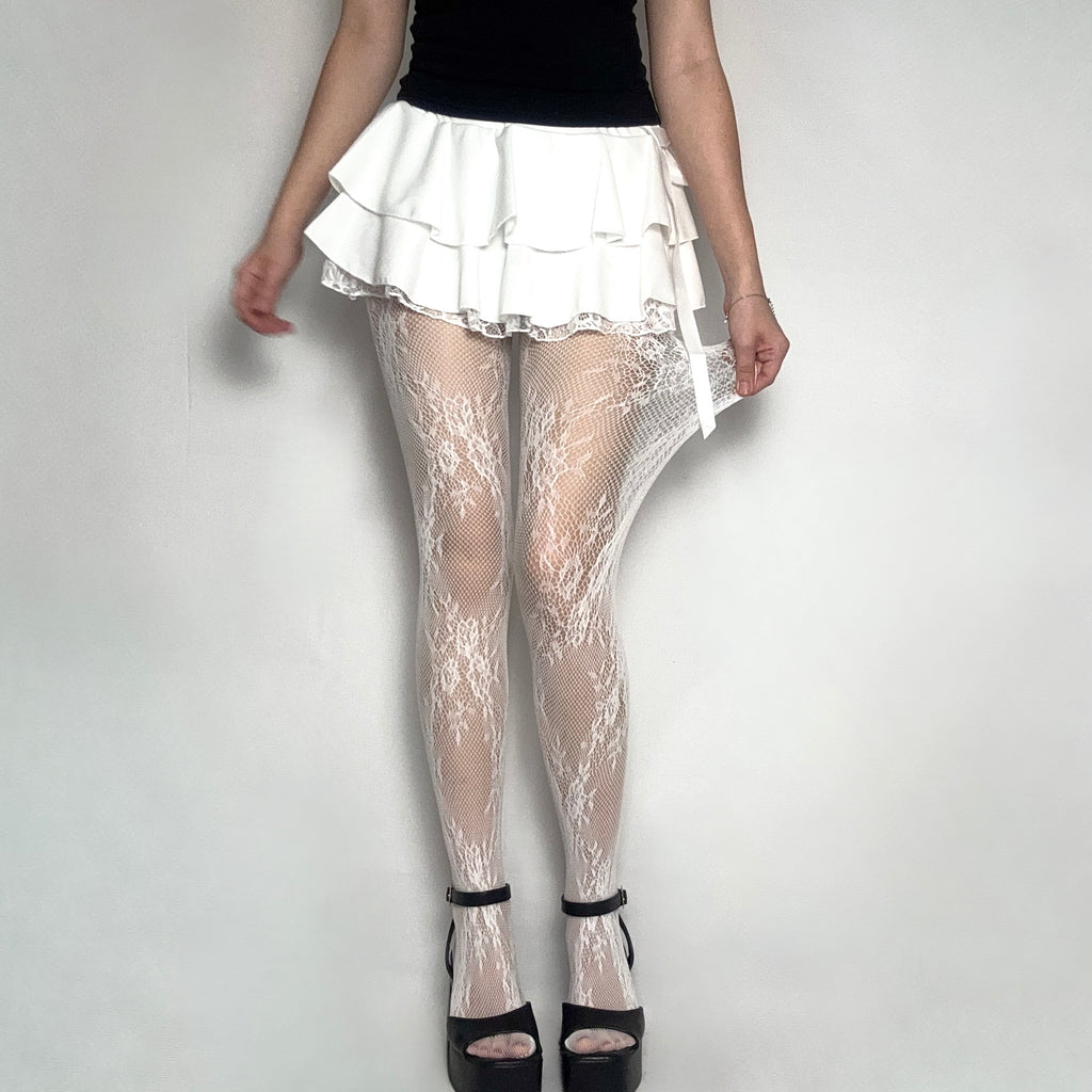 White Floral Lace Tights