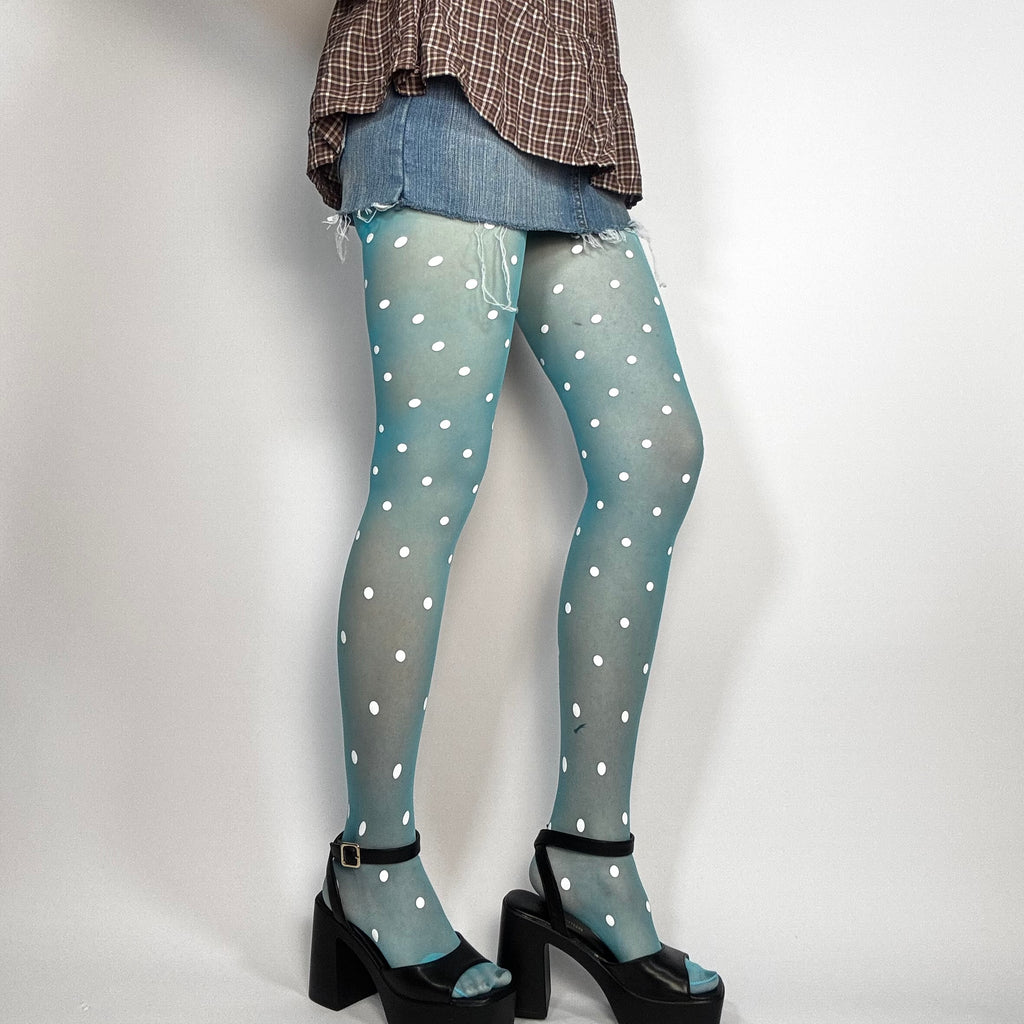 Sheer Blue Polka Dot Tights