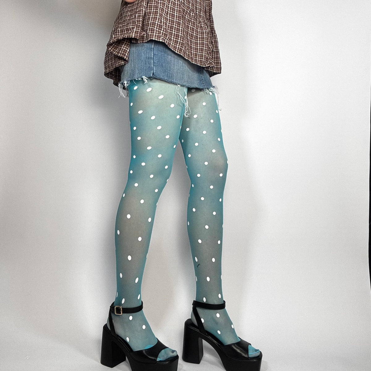 Sheer Blue Polka Dot Tights