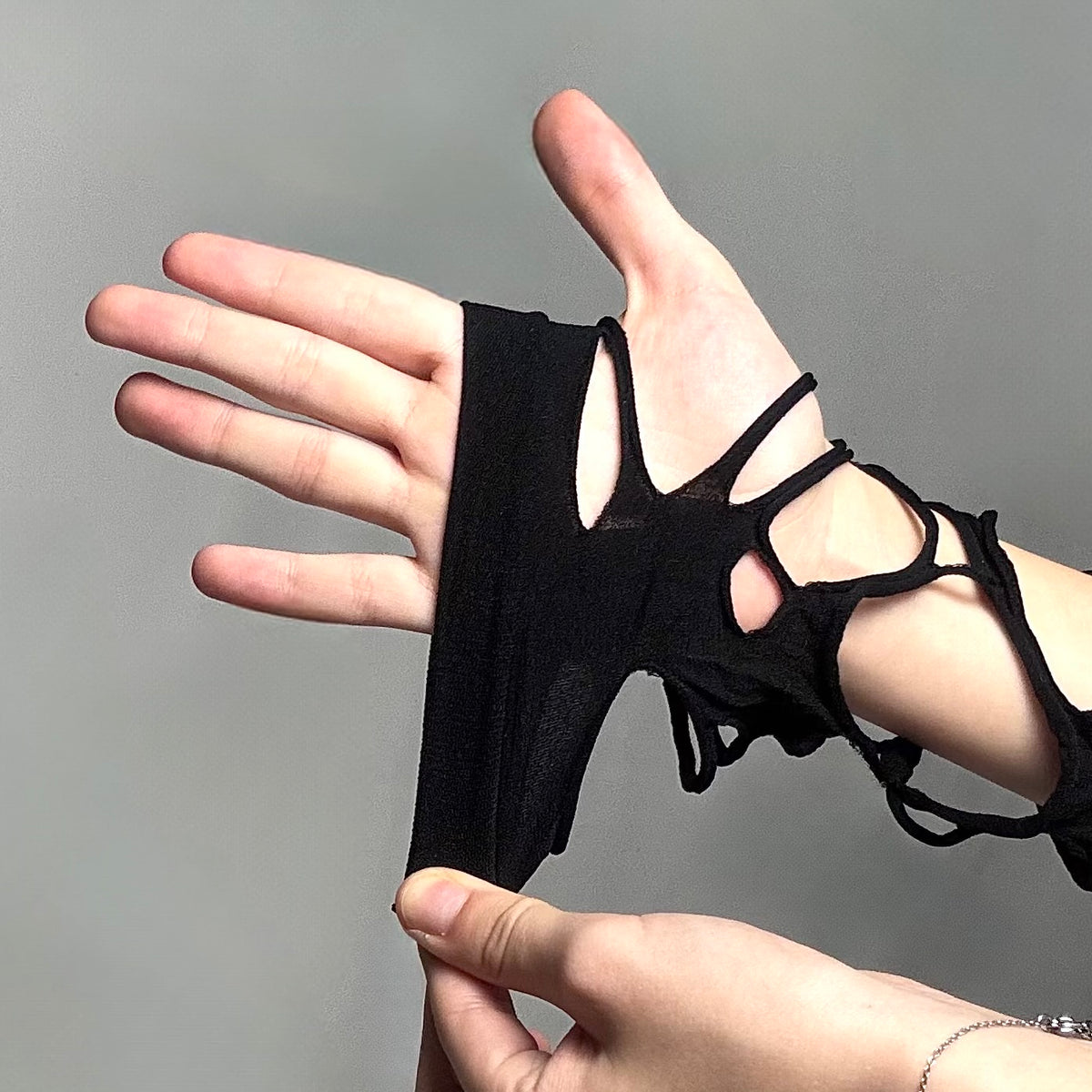 Black Shredded Cutout Tights